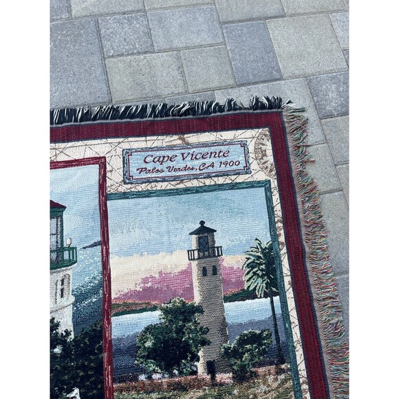 Goodwin Weavers Oregon Lighthouse Tapestry 64x45 Blanket House Cottage Florance - Picture 9 of 16